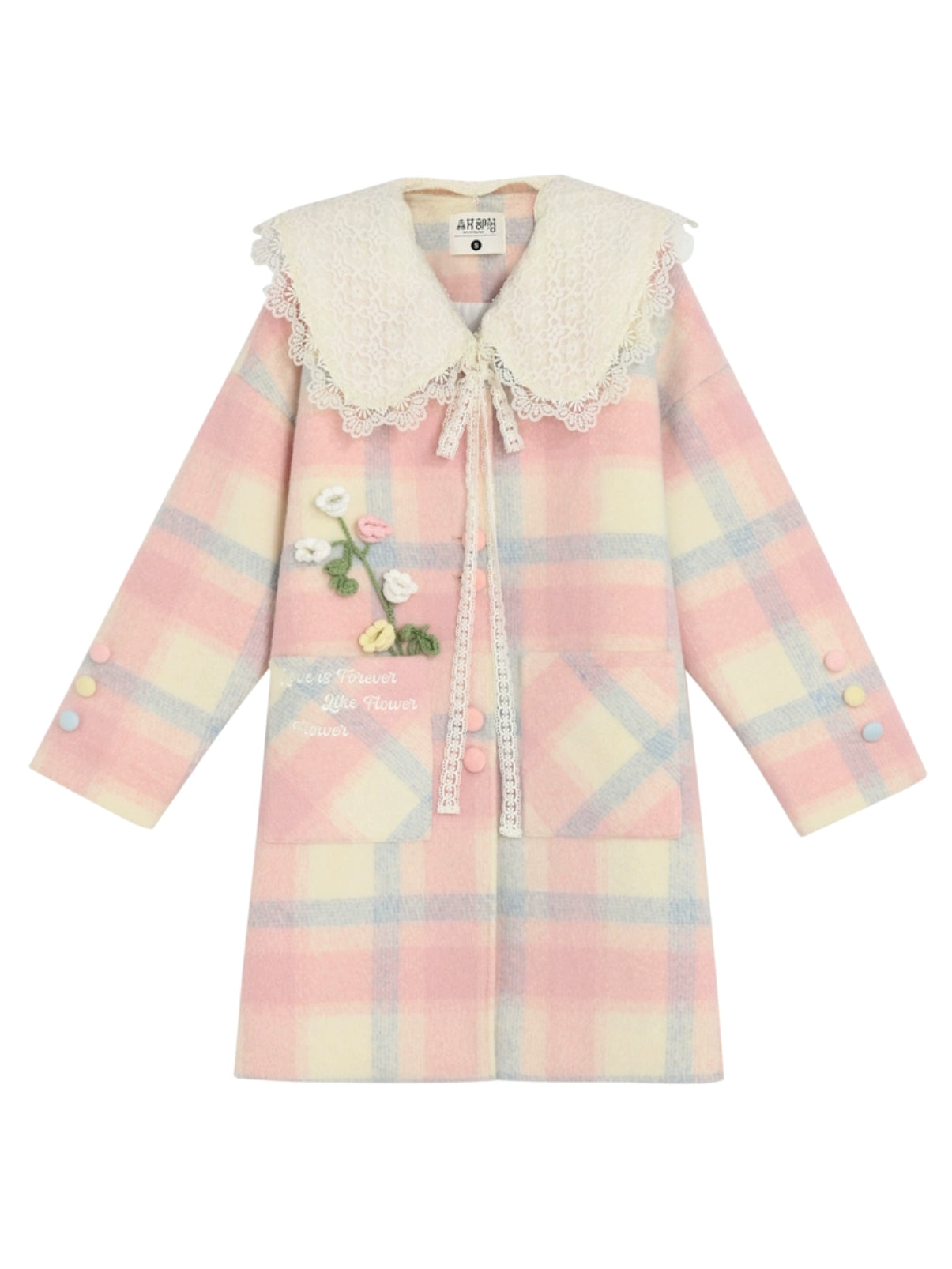 Candy Drapery Pink Plaid Quilted Mid-Length Coat-ntbhshop