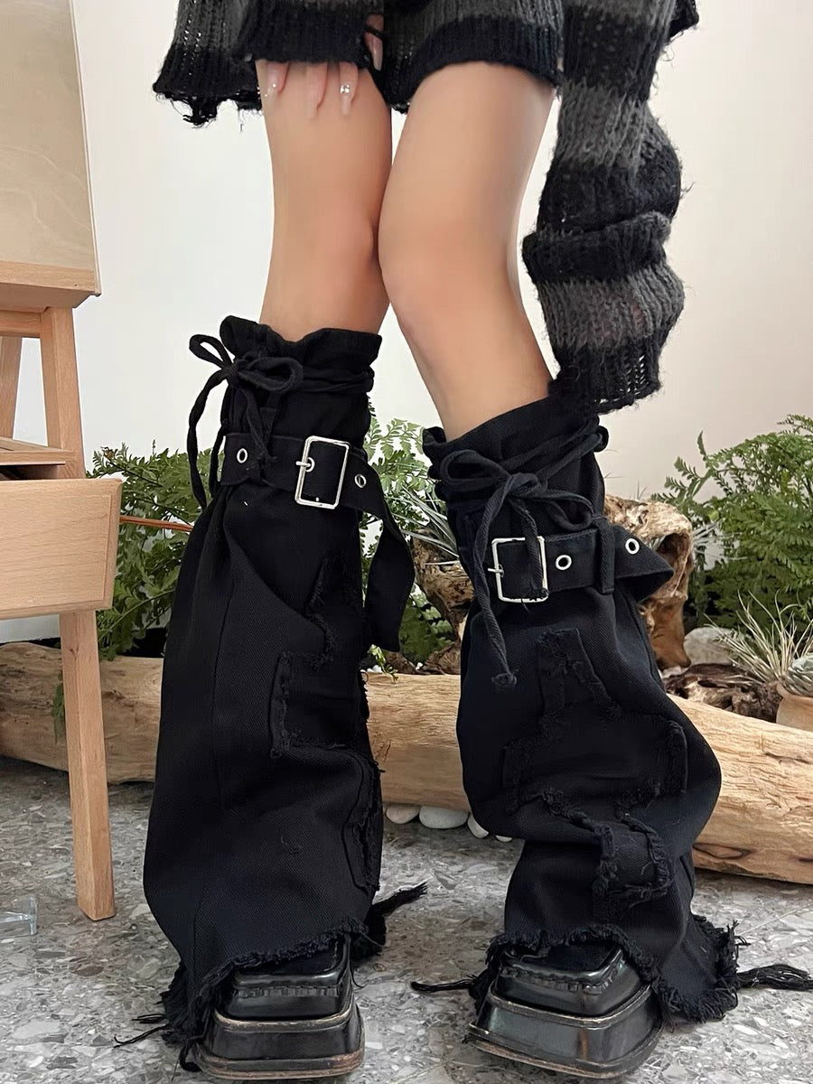 Midnight Cross Denim Leg Warmers - ntbhshop