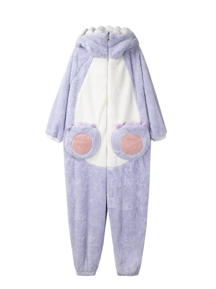 Purple Monster Cozy Winter Fleece One-Piece Pajama-ntbhshop