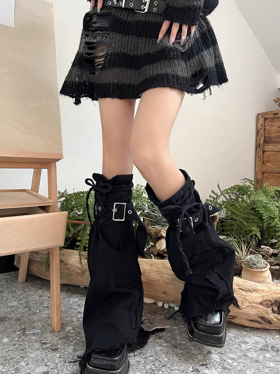 Midnight Cross Denim Leg Warmers - ntbhshop