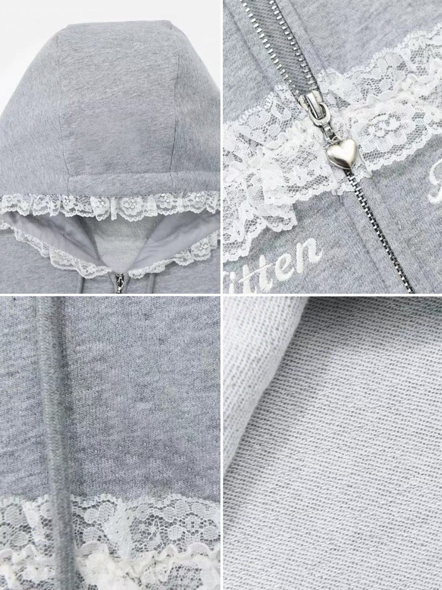 Kitten Charmer Lace Lazy Athleisure Short Jacket-ntbhshop