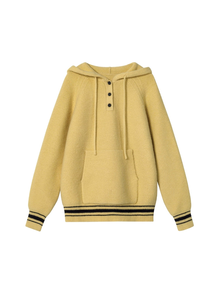 Relaxed Revival Loose Contrast Pullover Knit Hoodie-ntbhshop