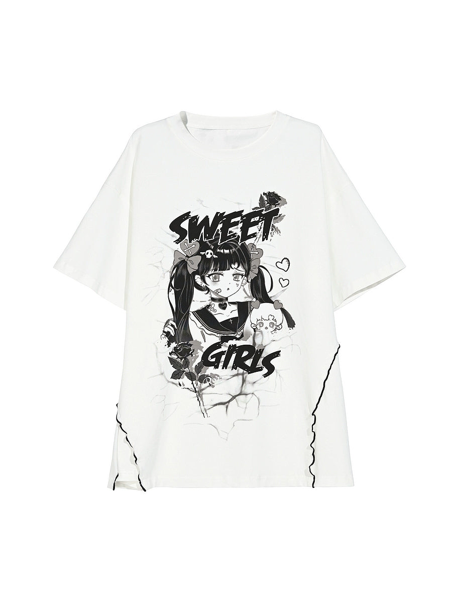 Sweet Girls Y2K Comic Short-Sleeved Tees-ntbhshop