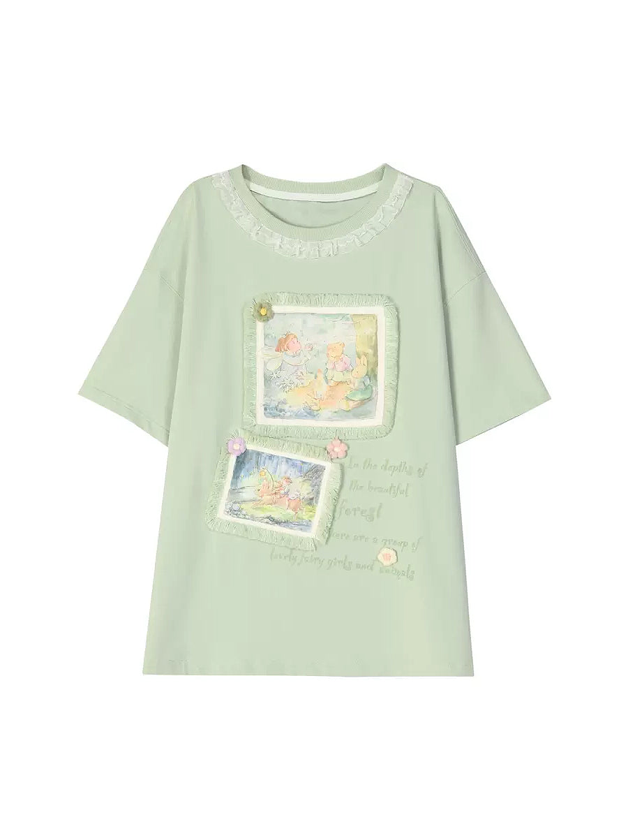 Forest Prince Healing Oil Painting Mint Short Sleeve Tees-ntbhshop