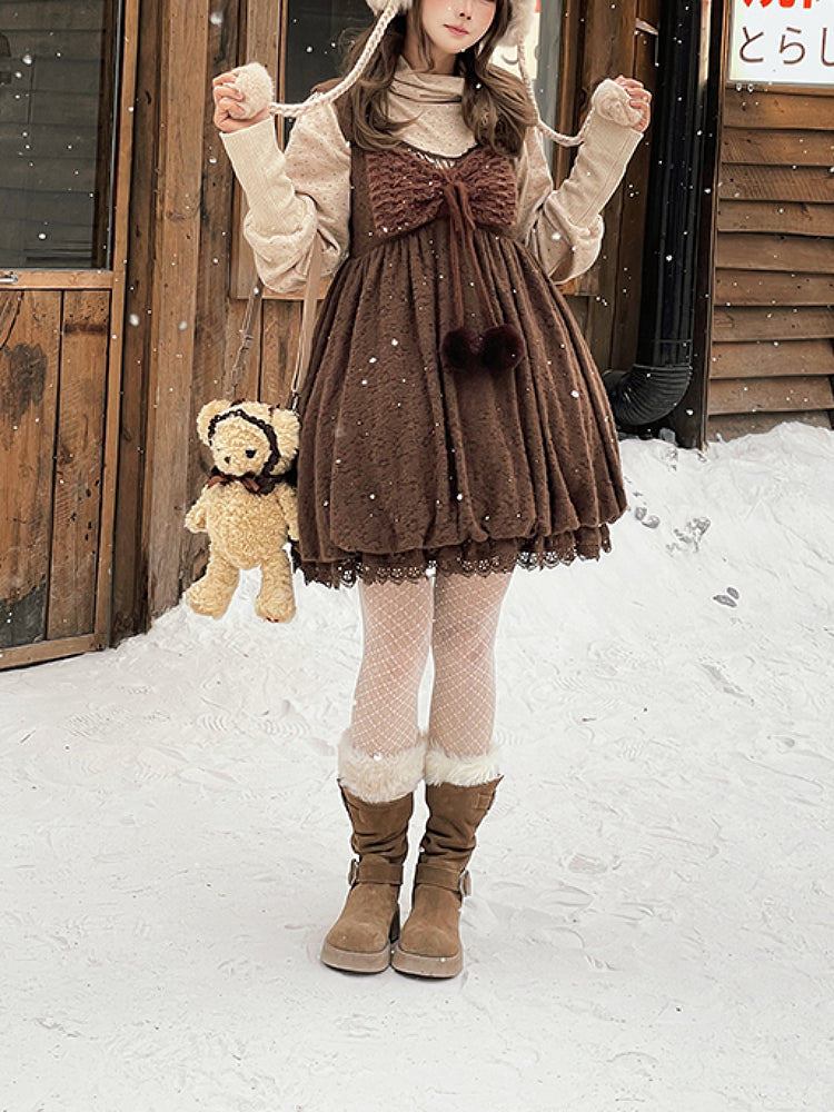 bubble dress brown Angel Deer Pom Pom Knit Feel put together and 24 Transitional Summer-to-Fall Dresses bogo_free_sale COLORS:LIGHT BLUE