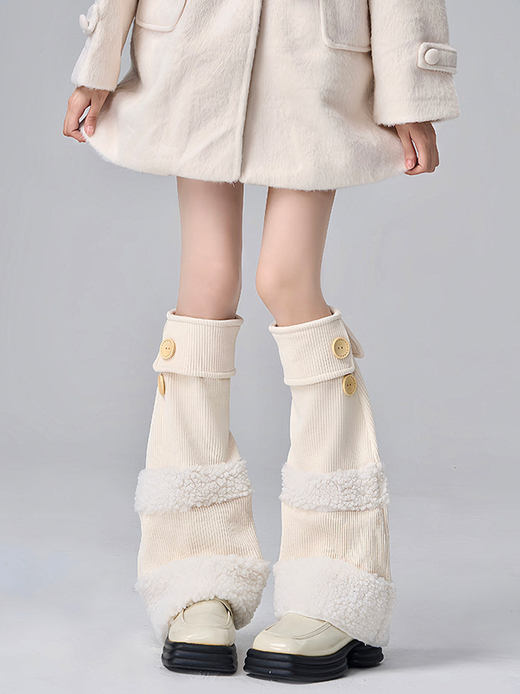 レッグウェア DEPENDOLL DOLL RACE LEG WARMERS WHITE Winter Doll Corduroy Leg Warmers - ntbhshop
