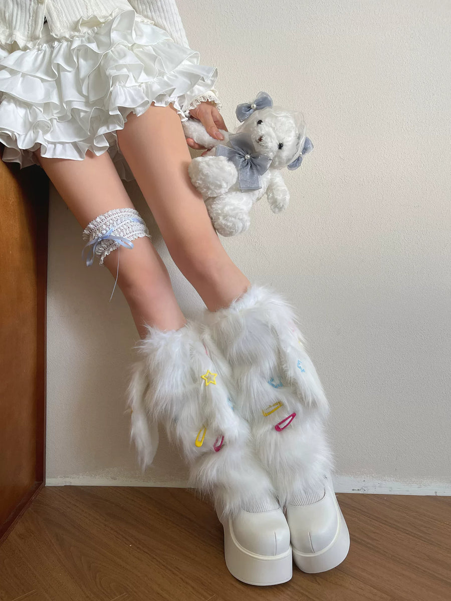 Snow Bunny Stardust Fur Leg Warmers - ntbhshop