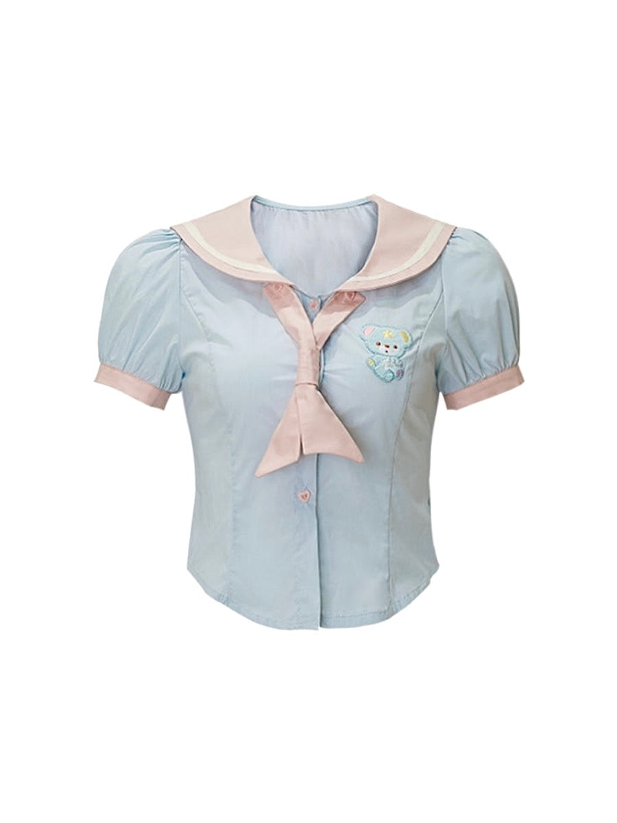 Sweet and Spicy Running Sweetheart Doll Collar Short Sleeve Top-ntbhshop