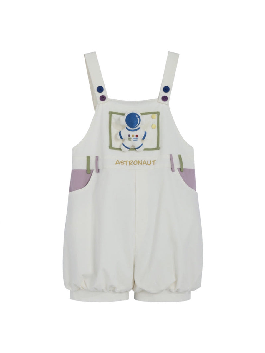 Cute Space Bear Astronaut Bib Overall Shorts-ntbhshop