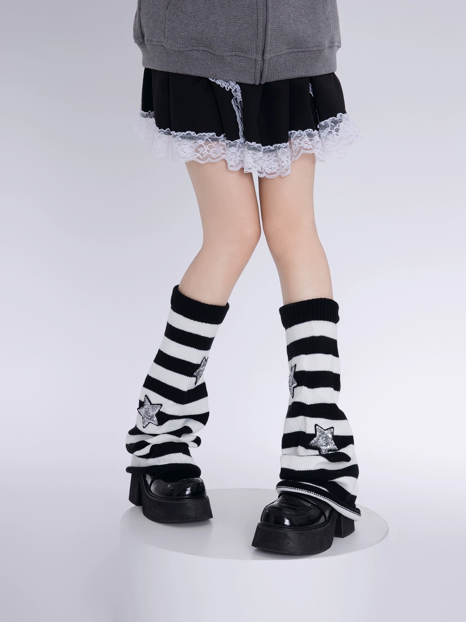 Y2K Noir Striped JK Uniform Leg Warmers-ntbhshop