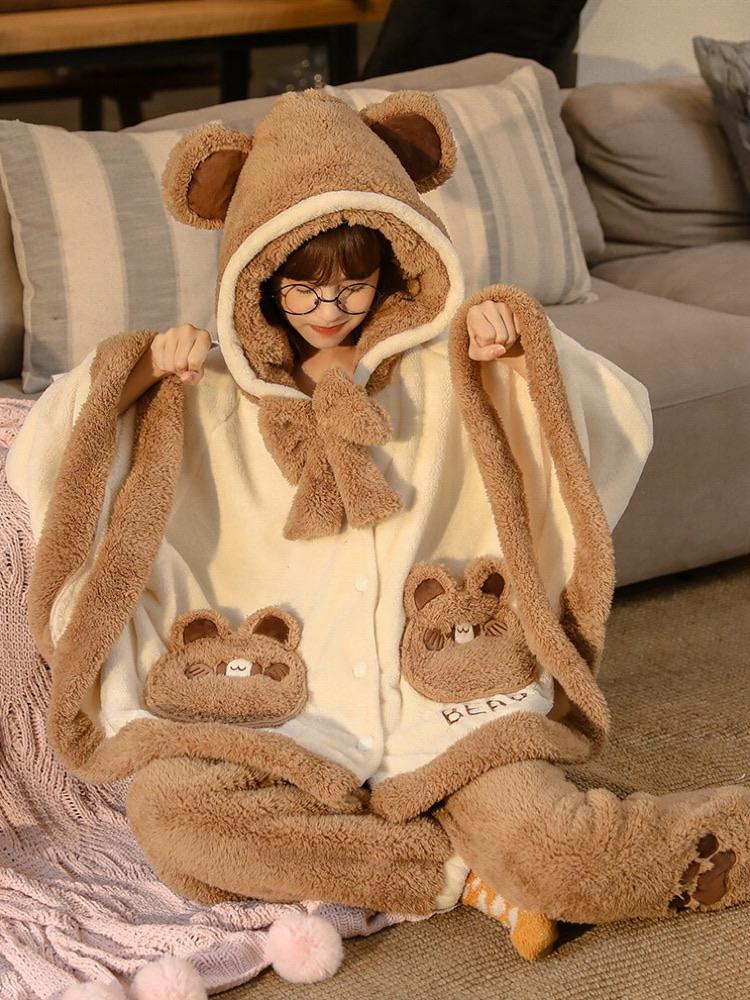 Brown Bear Cozy Dreamy Winter Flannel Pajama Set-ntbhshop