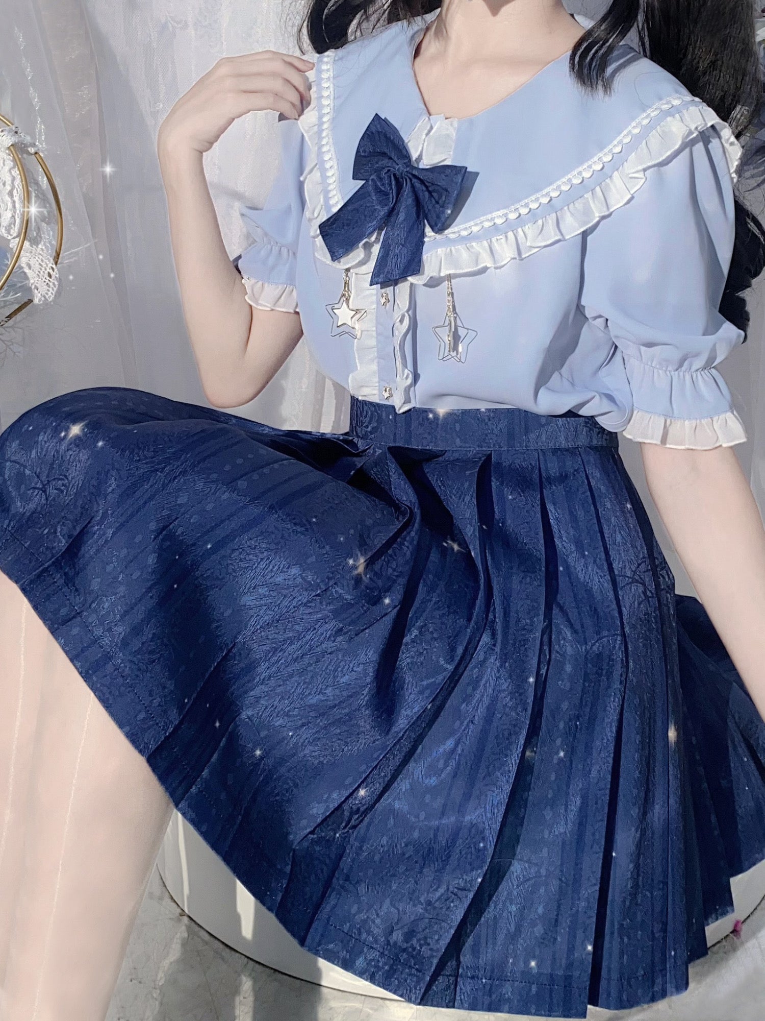 Sakura Lollipop JK Uniform Blouses with Metal Star Pendants-ntbhshop