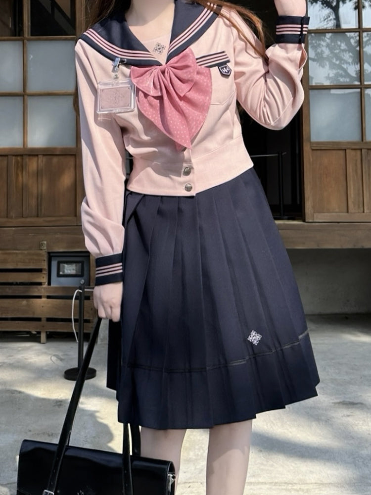 Sakura Petals Japanese Sailor Collar Long-sleeved JK Uniform Blouse-ntbhshop
