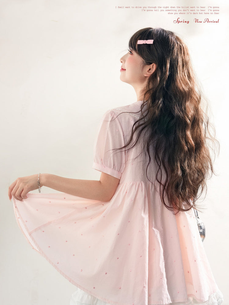 Sweetheart Cotton Babydoll Blouse-Tops-ntbhshop