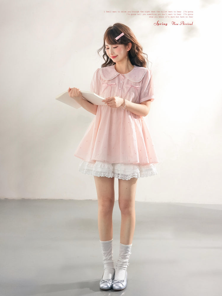 Sweetheart Cotton Babydoll Blouse-Tops-ntbhshop
