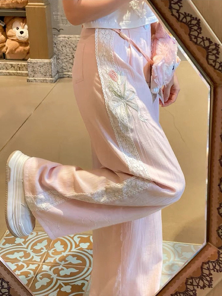 Tulip Breeze Pastel Wrinkled Wide Pants-ntbhshop