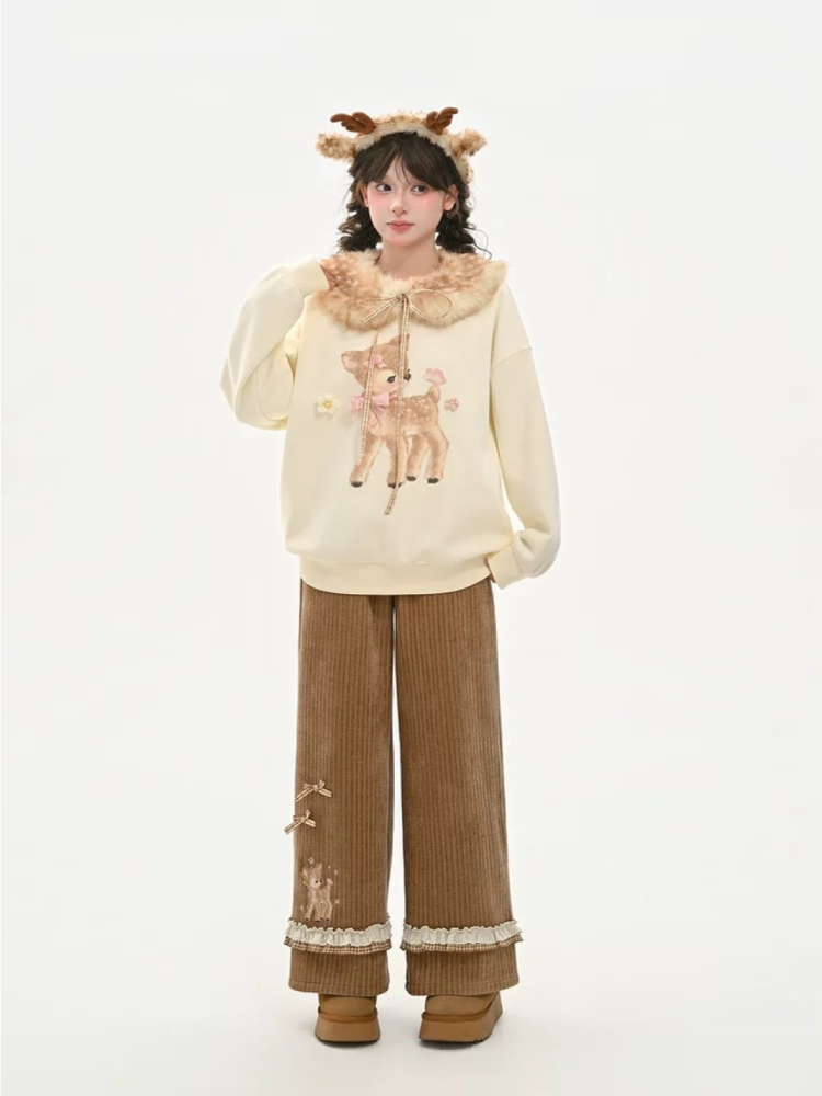 Dear Bambi Corduroy Straight Pants-ntbhshop