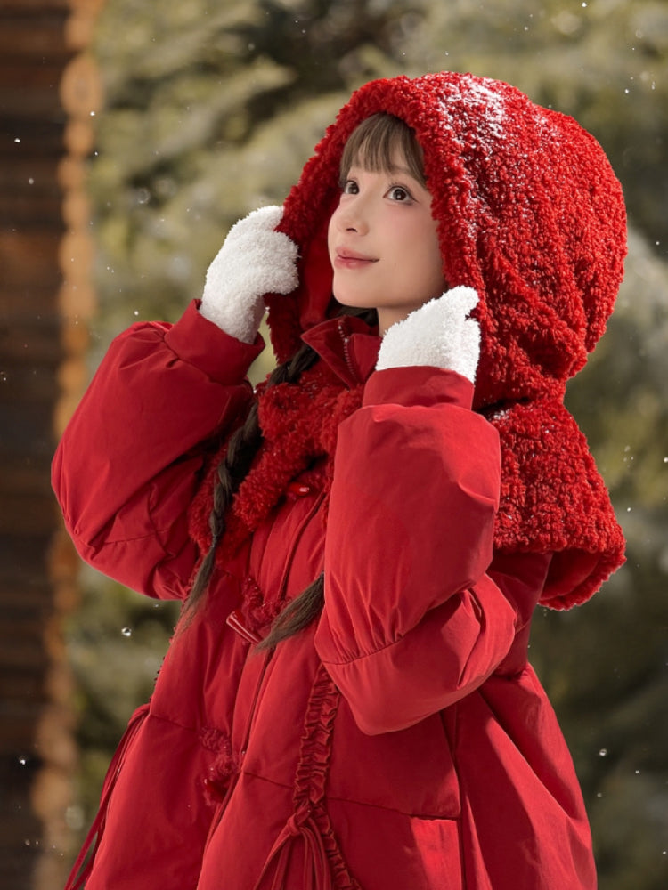 Little Red Riding Hood Down Coat with Detachable Hood-ntbhshop