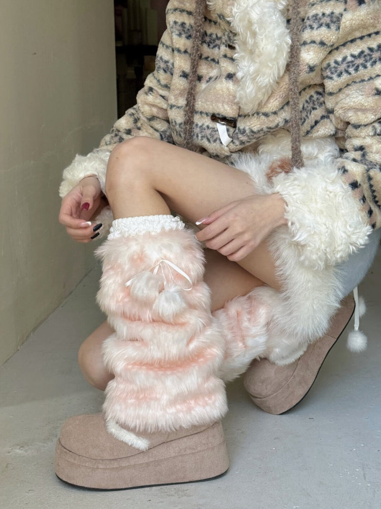 Honey Fawn Fluffy Leg Warmers-ntbhshop
