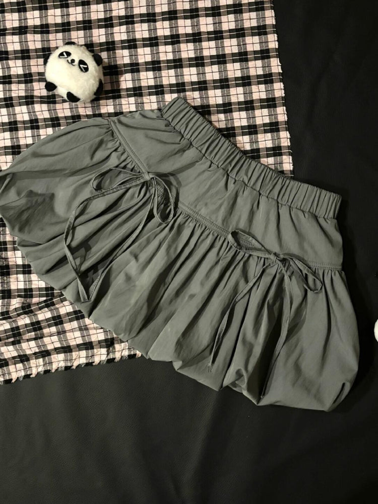 Gray Bubble Cute Bow Skirt-ntbhshop