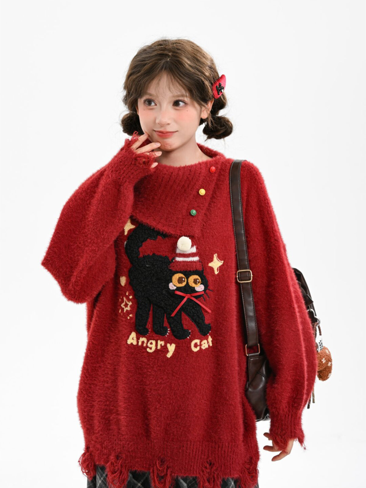 Angry Cat Whimsy Christmas Knit Sweaters-ntbhshop