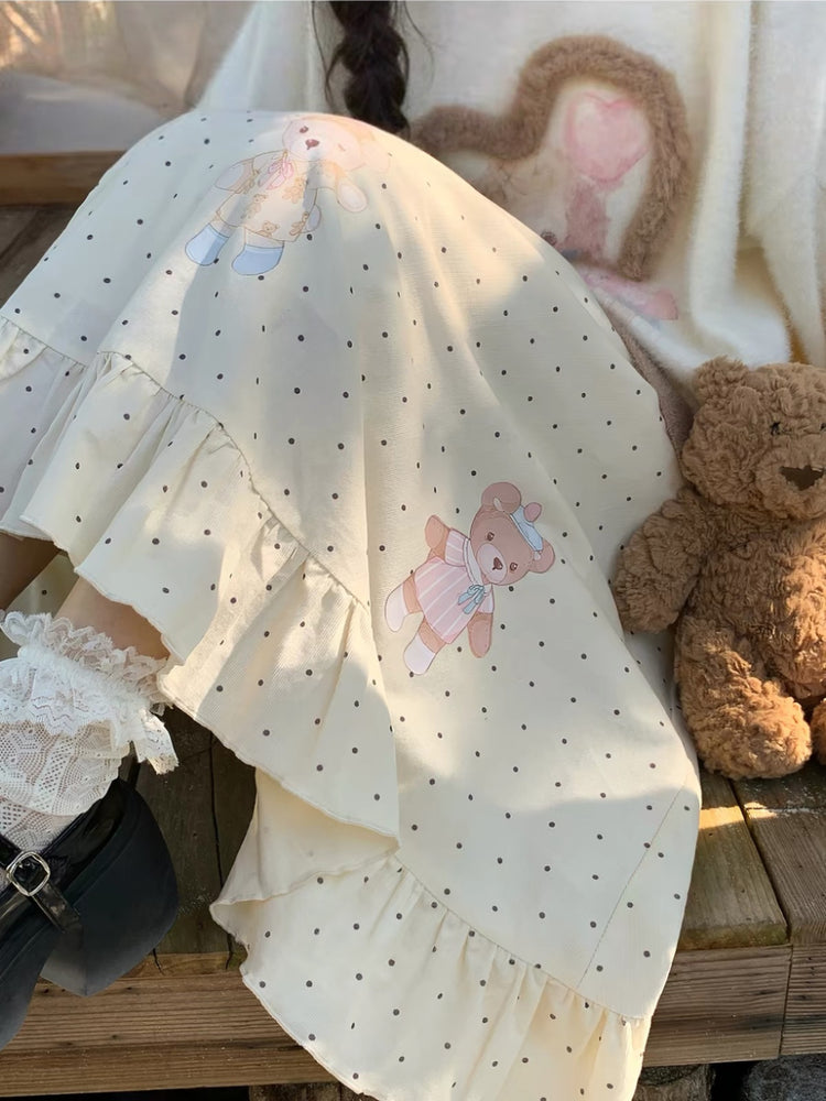 Teddy Dot Cotton Skirt-Bottoms-ntbhshop