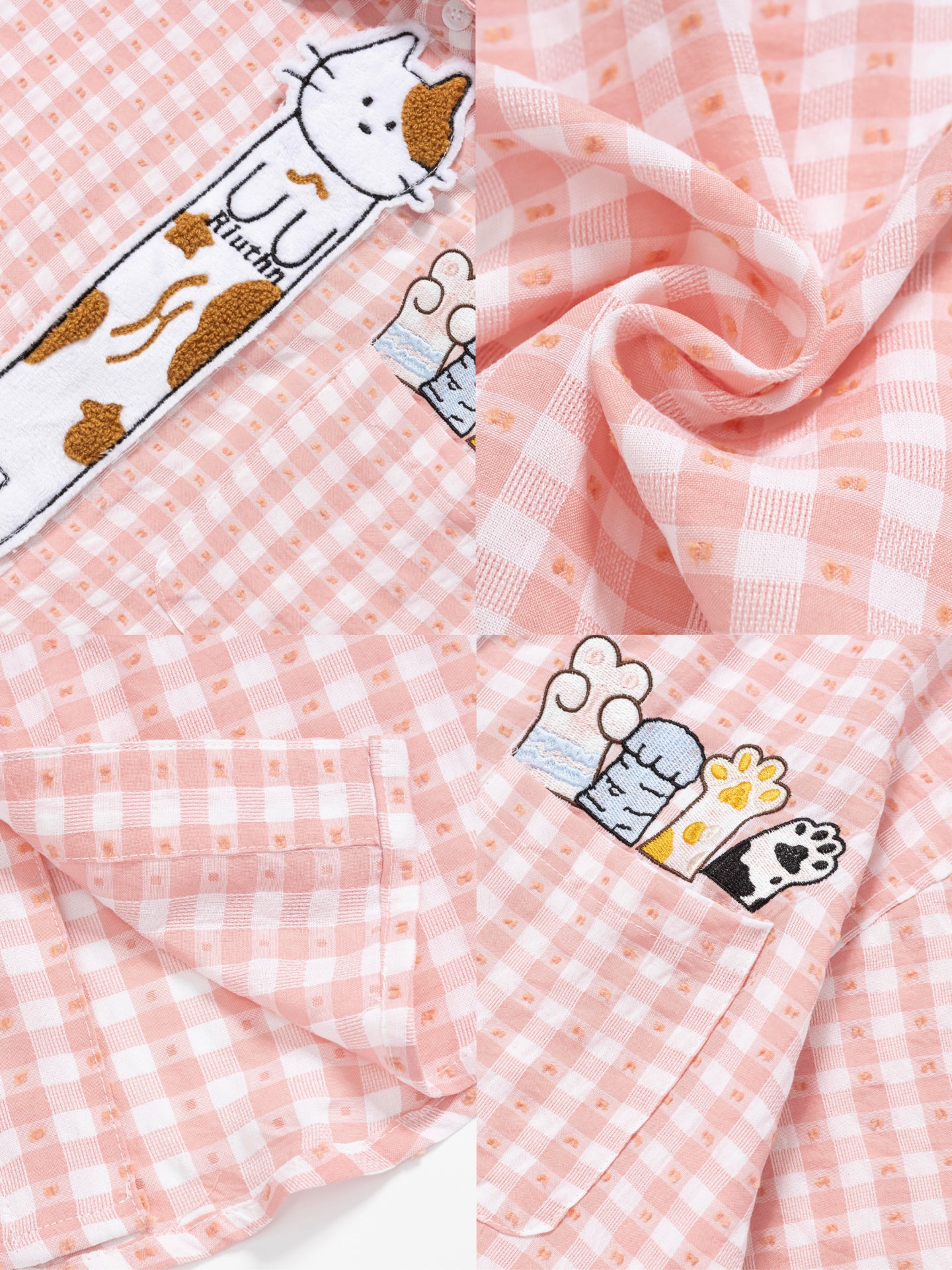 Kitten Picnic Gingham Shirt-Tops-ntbhshop