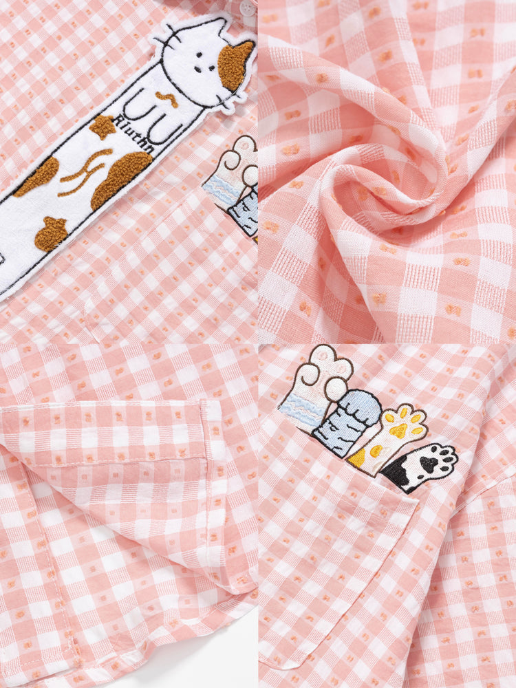 Kitten Picnic Gingham Shirt-Tops-ntbhshop