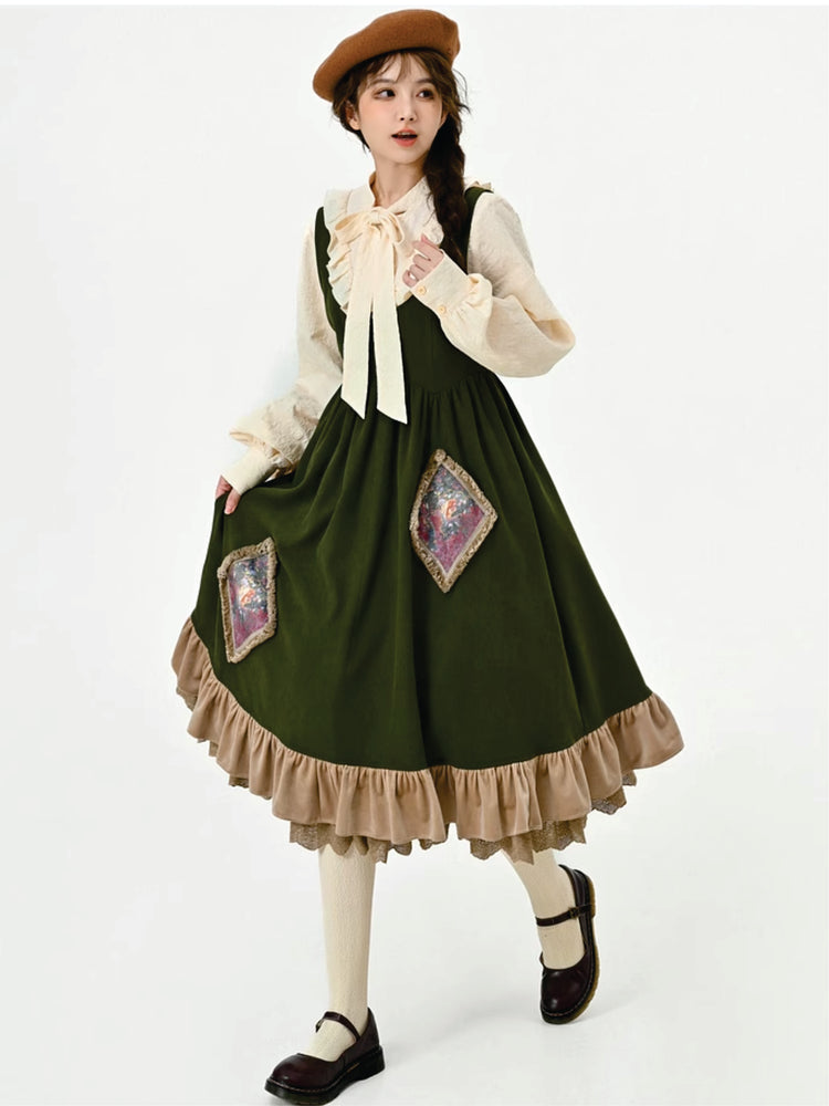 Forest Tale French Style Layered Strap Dress-ntbhshop