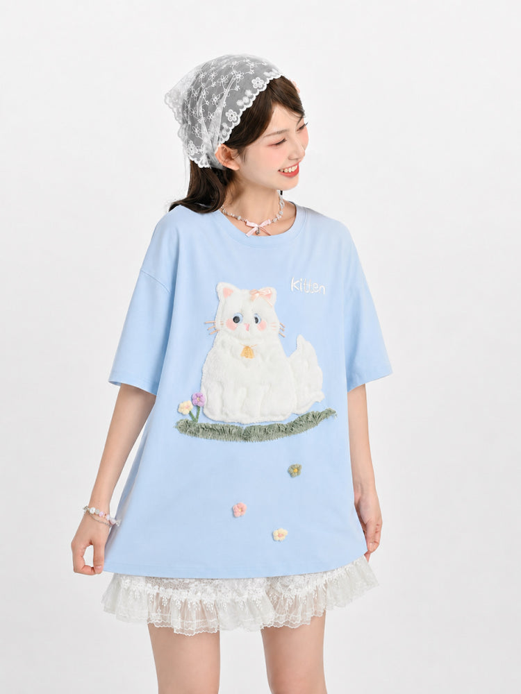 Kitten Garden Cotton Tee-Tops-ntbhshop