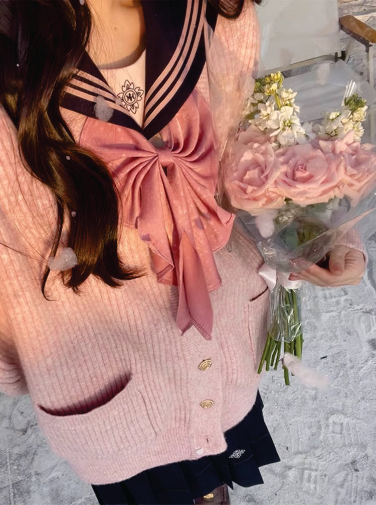 Sakura Petals Japanese Sailor Collar Long-sleeved JK Uniform Blouse-ntbhshop