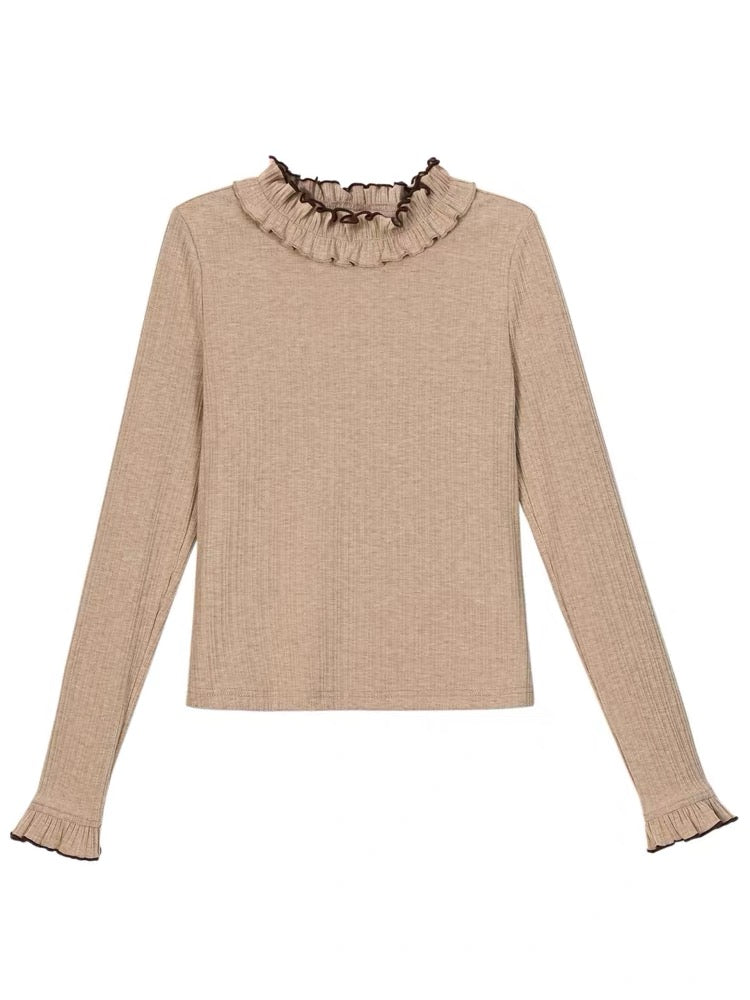 Chestnut Harvest Frill Turtleneck-Tops-ntbhshop