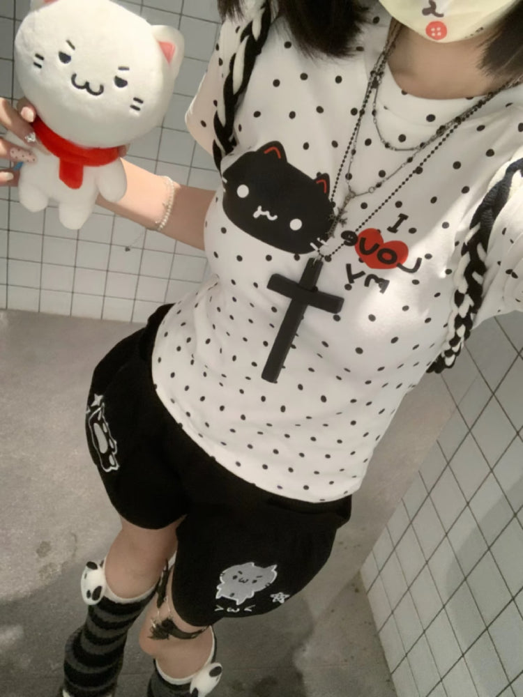 Love My Cat Polka Dot Tees-ntbhshop