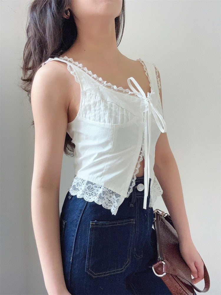 Pure Eclat French Lace Suspender Crop Top-ntbhshop
