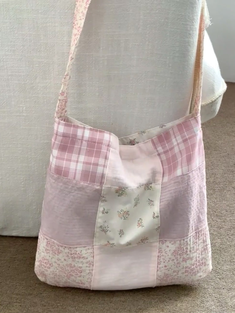 Pastel Floral Plaid Patchwork Bag-ntbhshop