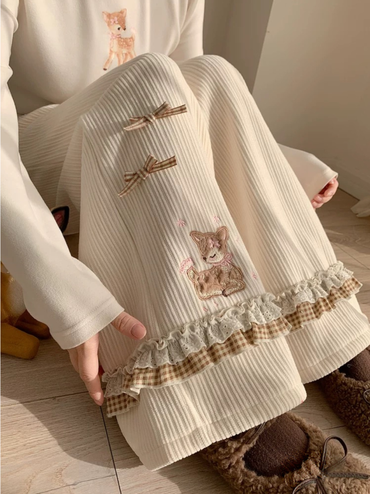 Dear Bambi Corduroy Straight Pants-ntbhshop