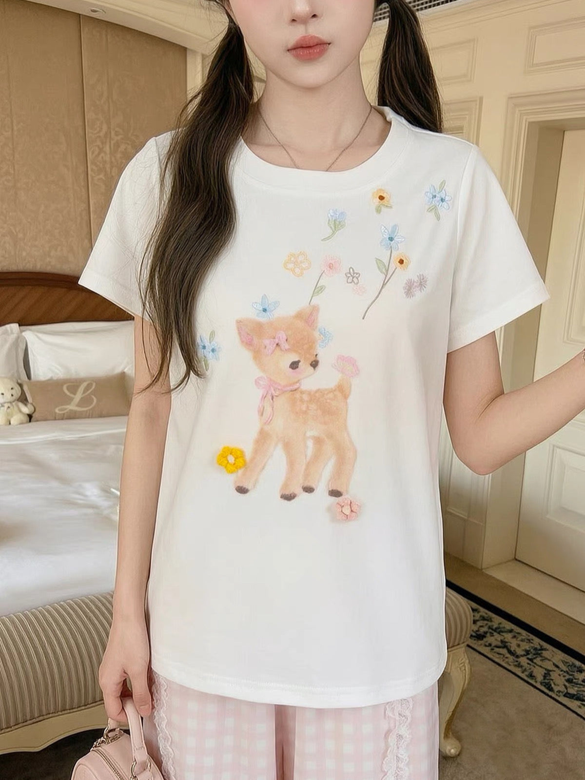 Dear Bambi Flower Tee-Tops-ntbhshop