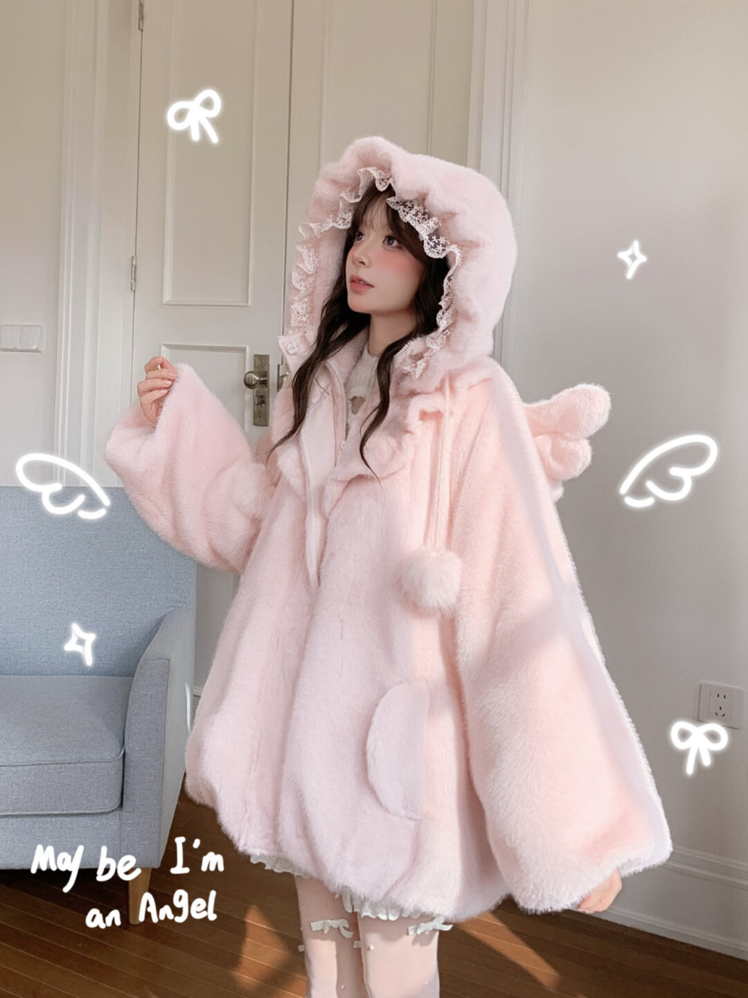 Heaven in Blush Angel Wing Bubble Coat-Outerwear-ntbhshop