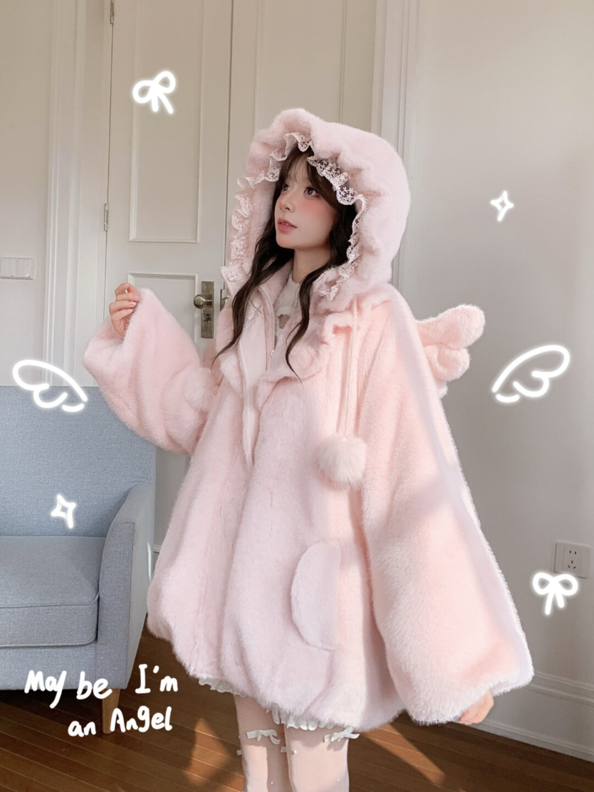Heaven in Blush Angel Wing Bubble Coat-Outerwear-ntbhshop