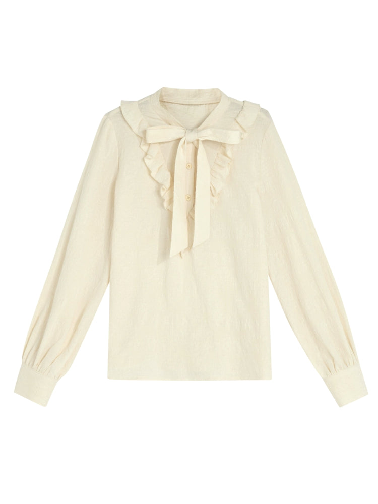 Forest Tale French Style Bow Doll Collar Blouse-ntbhshop
