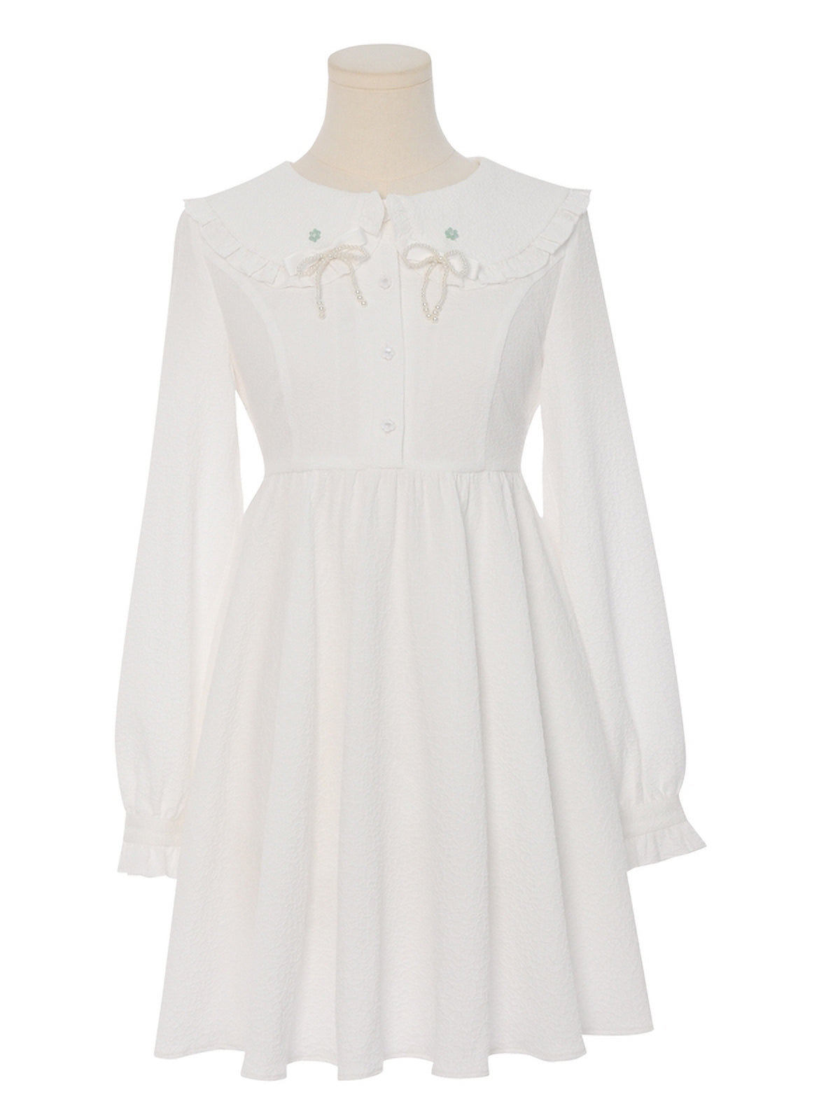 Sweet and Cute Textured Doll Collar Dress-ntbhshop