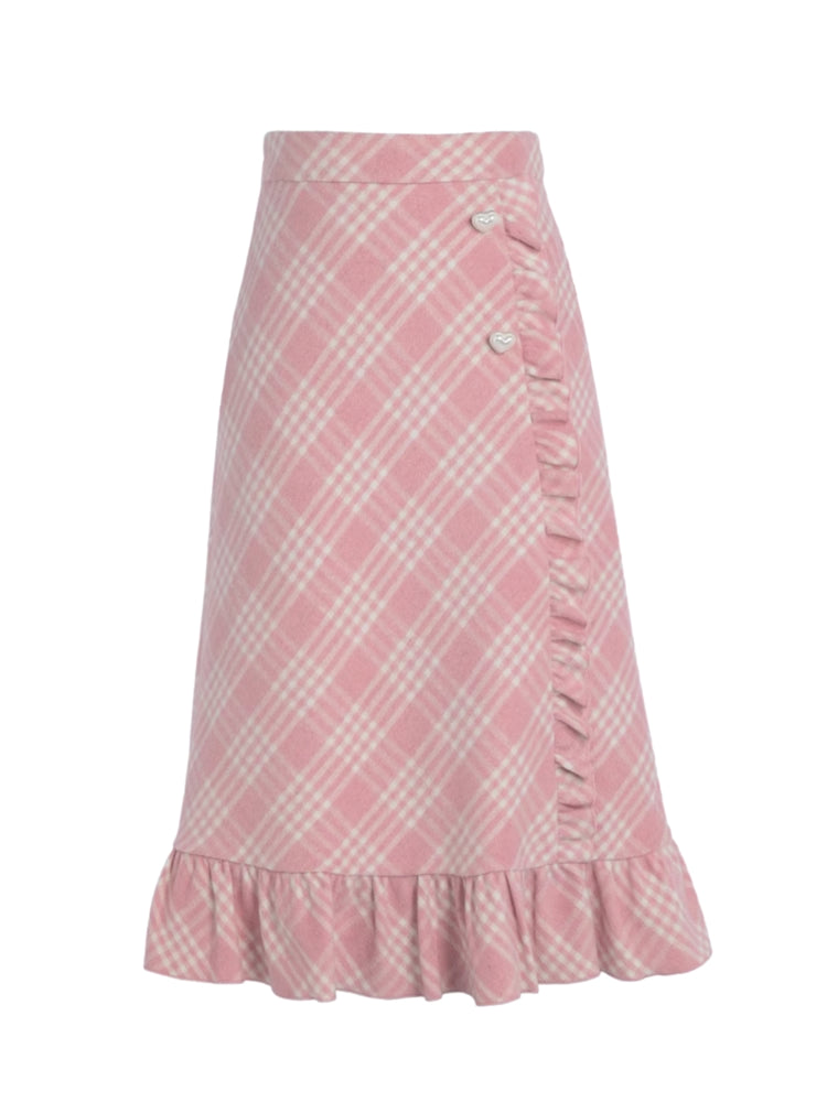 Pink Pixie Plaid Midi Skirt-ntbhshop