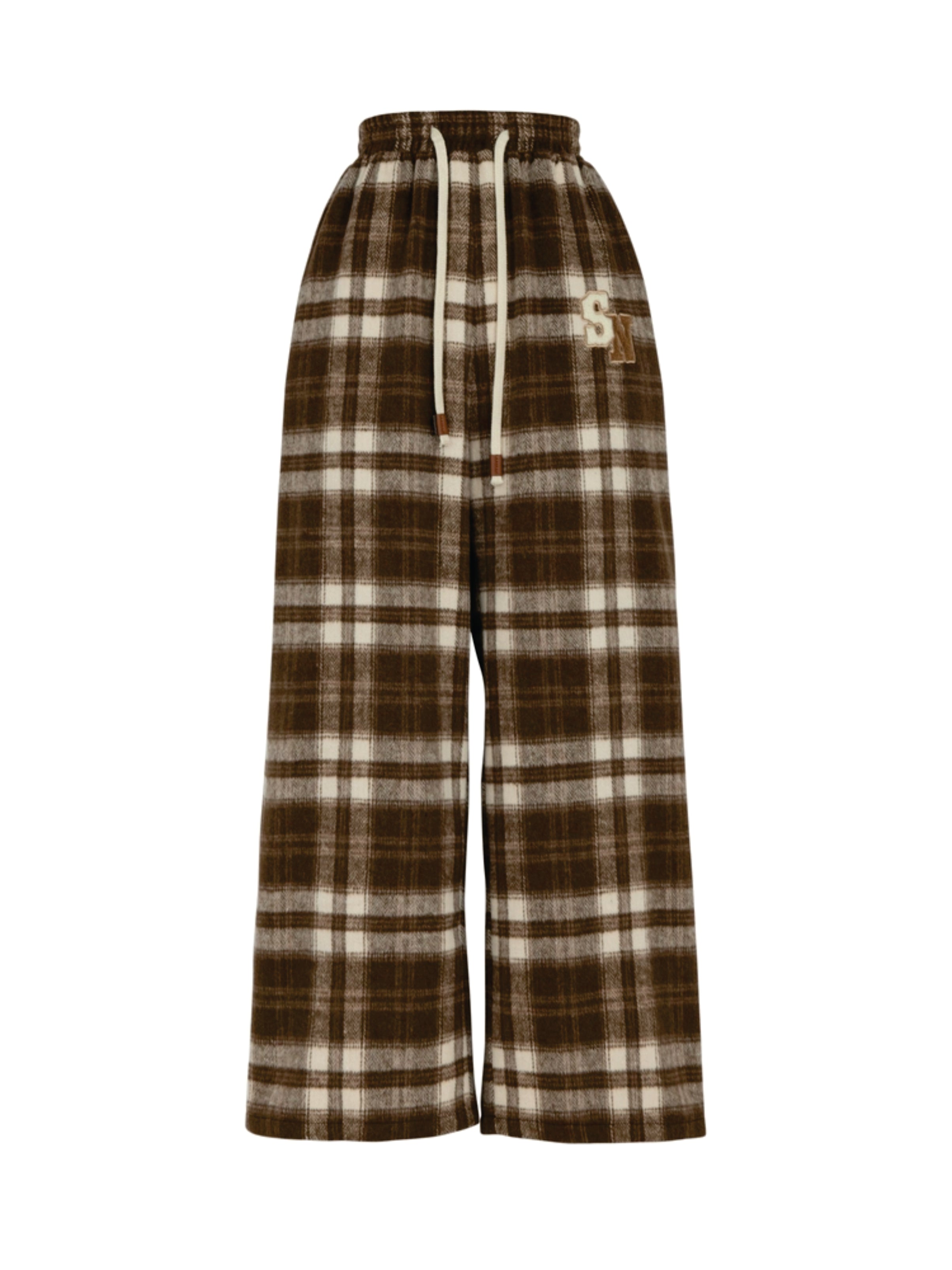 Maillard Mingle Forest Retro Casual Plaid High-Waist Pants-ntbhshop