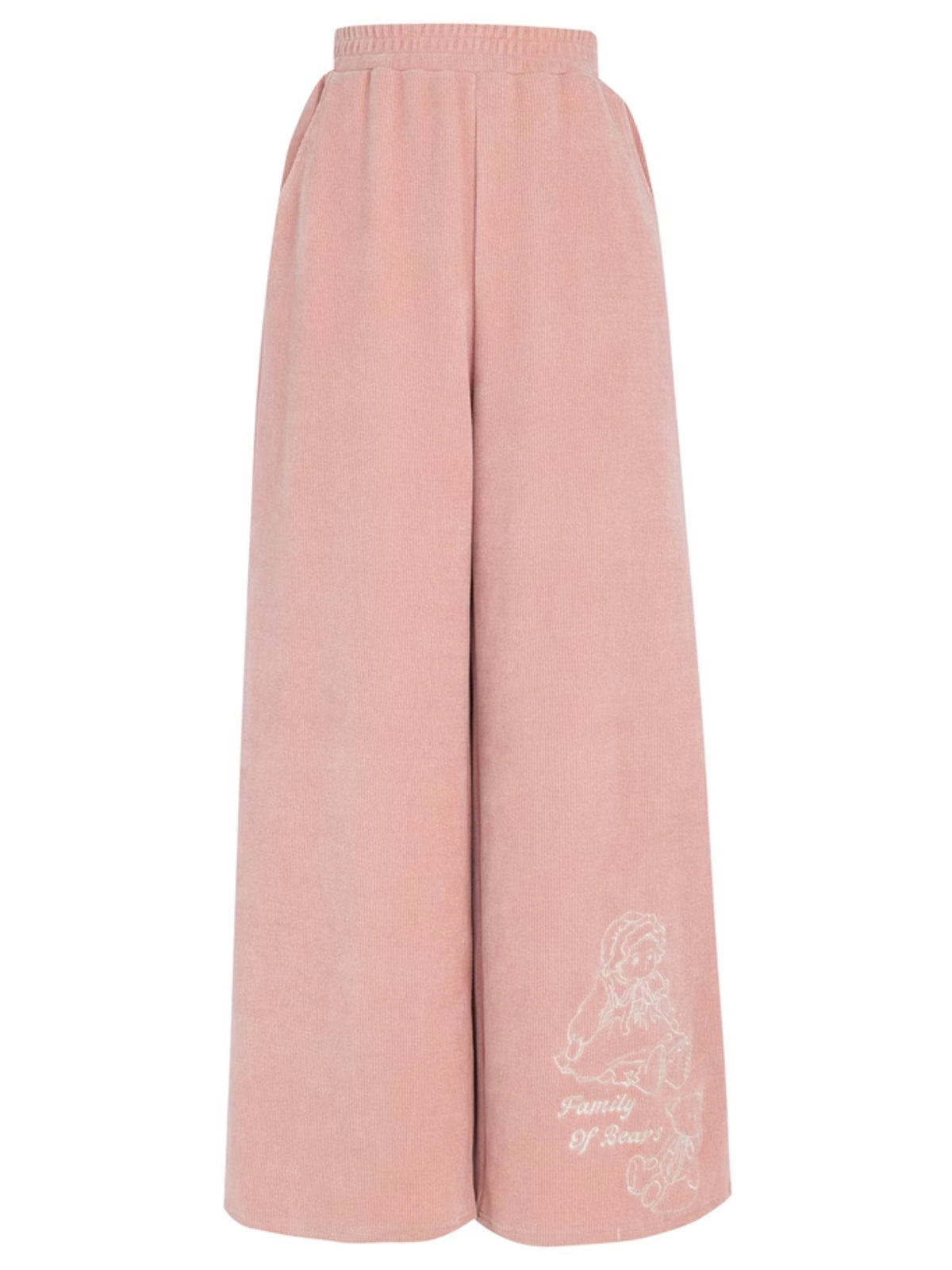 Soft and Cute Family of Bears Pink Wide Leg Pants-ntbhshop