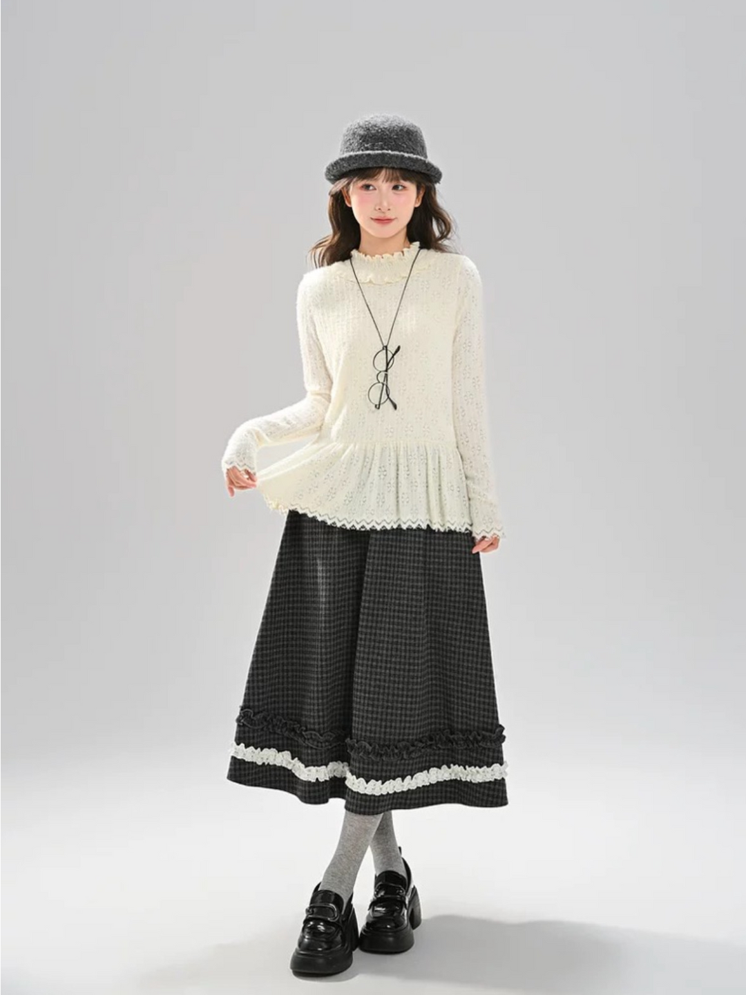 Inkroom Preppy Plaid Midi Skirt-ntbhshop