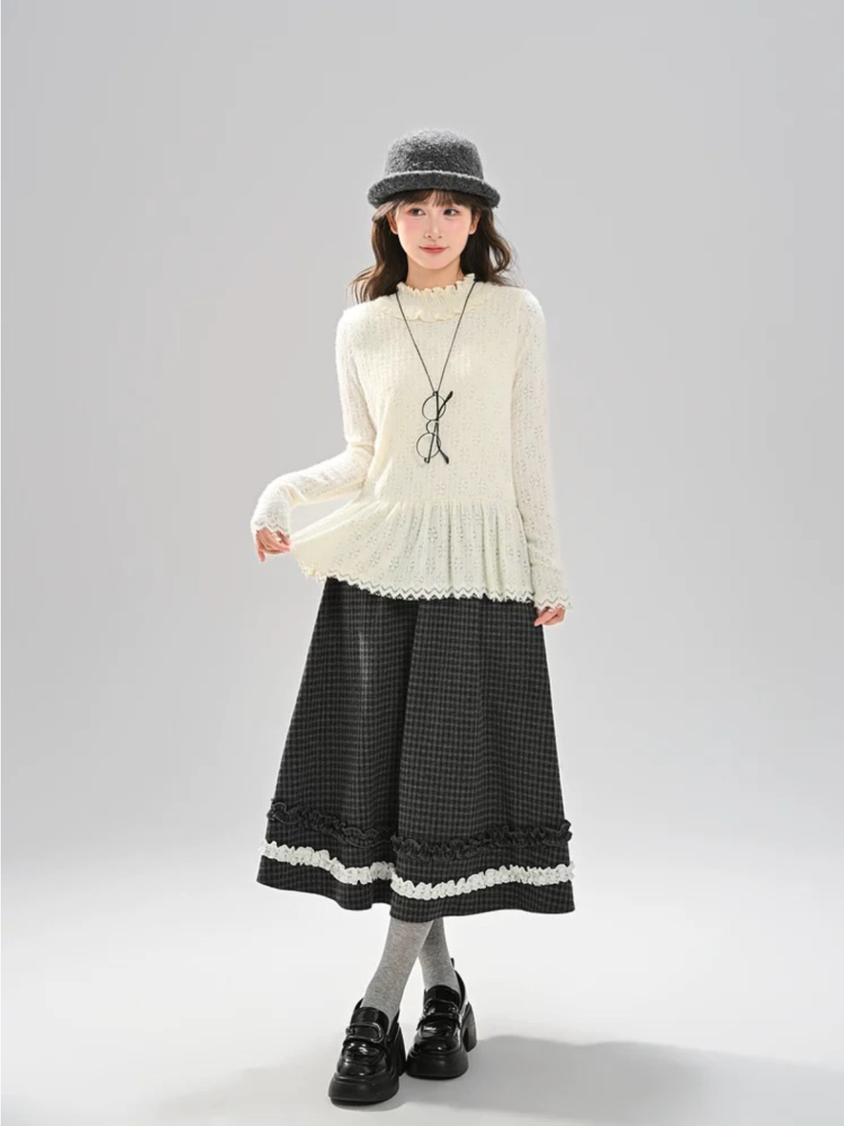 Inkroom Preppy Plaid Midi Skirt-ntbhshop