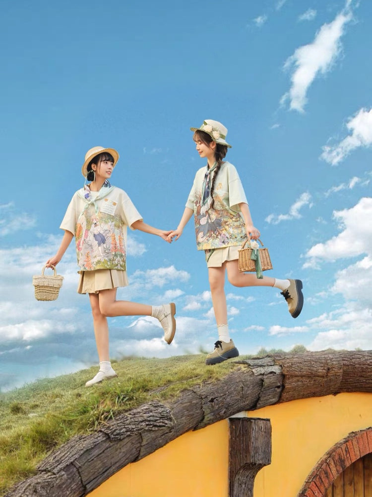 Forest Prince Fairy Tale Healing Printed Triangle Silk Scarf-ntbhshop