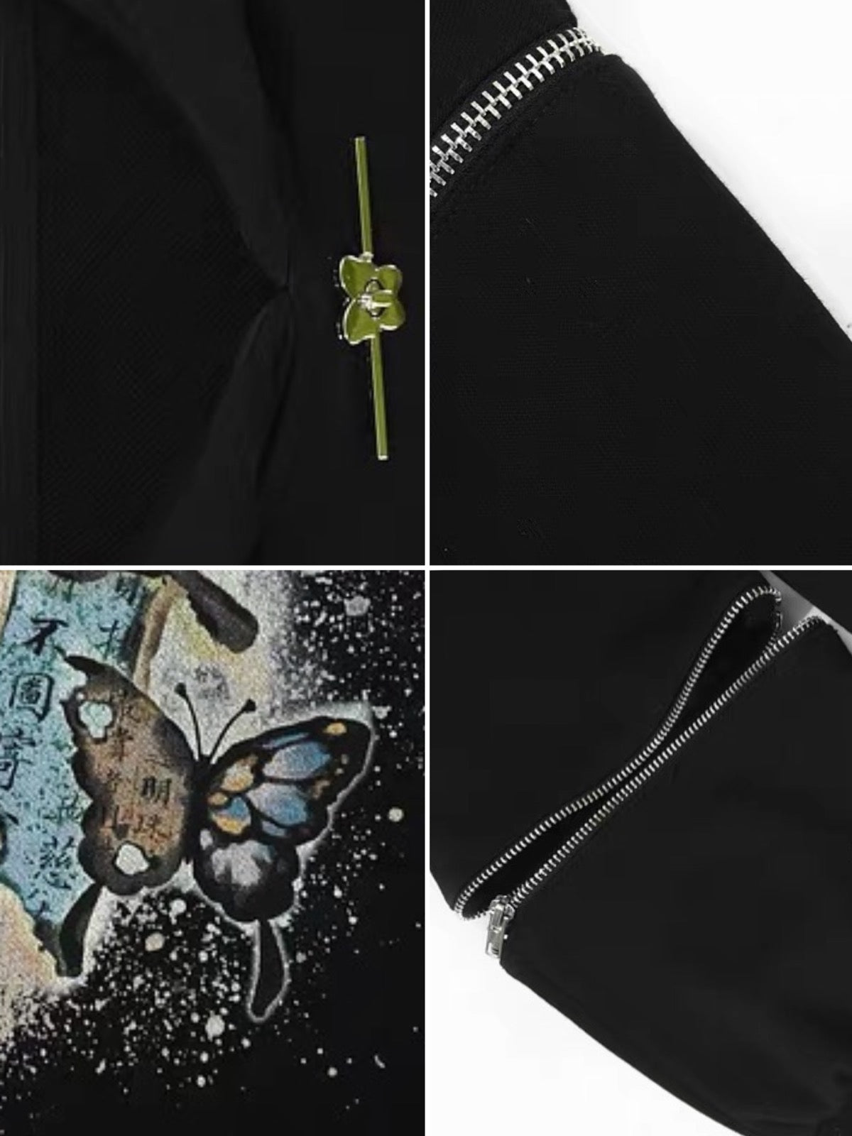 The Pile of Brocade Ash Chinese Butterfly Hooded Dress-ntbhshop