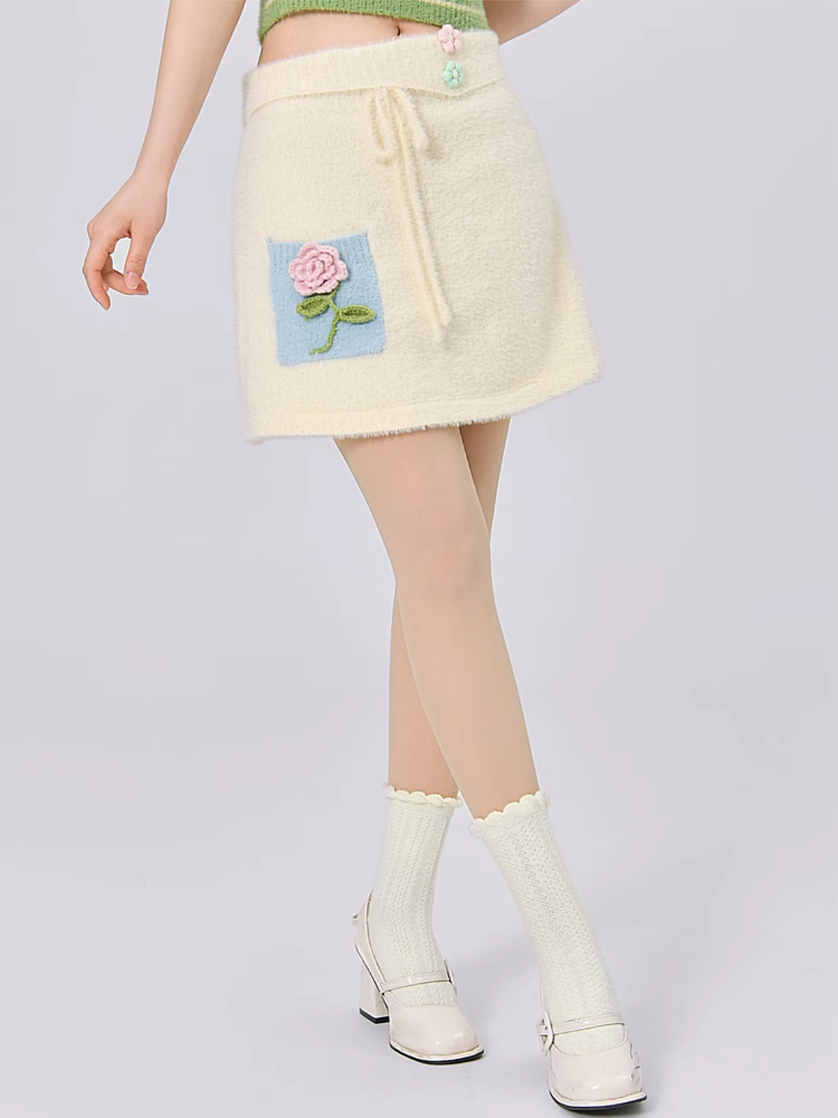 Sweet and Cute Senyu Island Flowers Fuzzy Fleece Skirt-ntbhshop