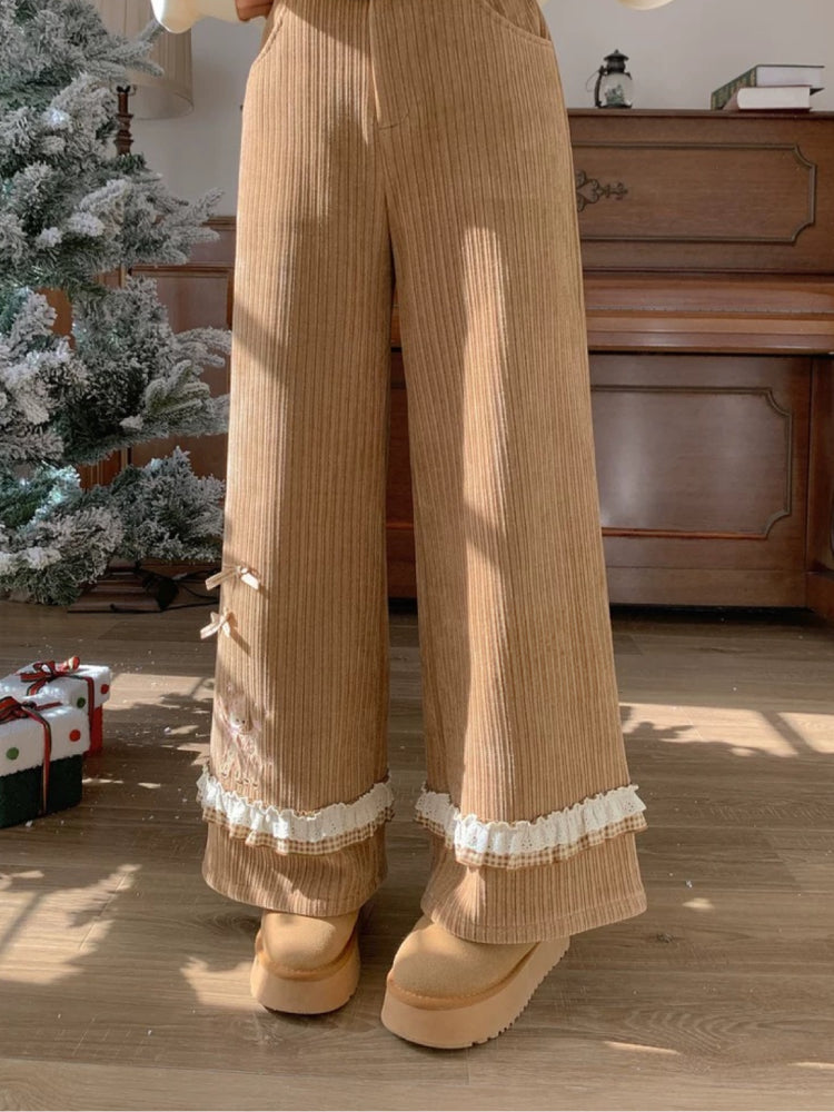 Dear Bambi Corduroy Straight Pants-ntbhshop